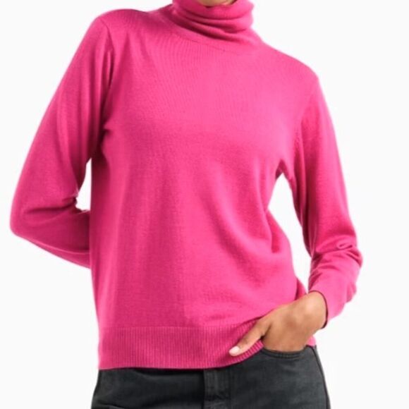 Amicale New York Women XS Pink Cashmere Turtleneck Sweater